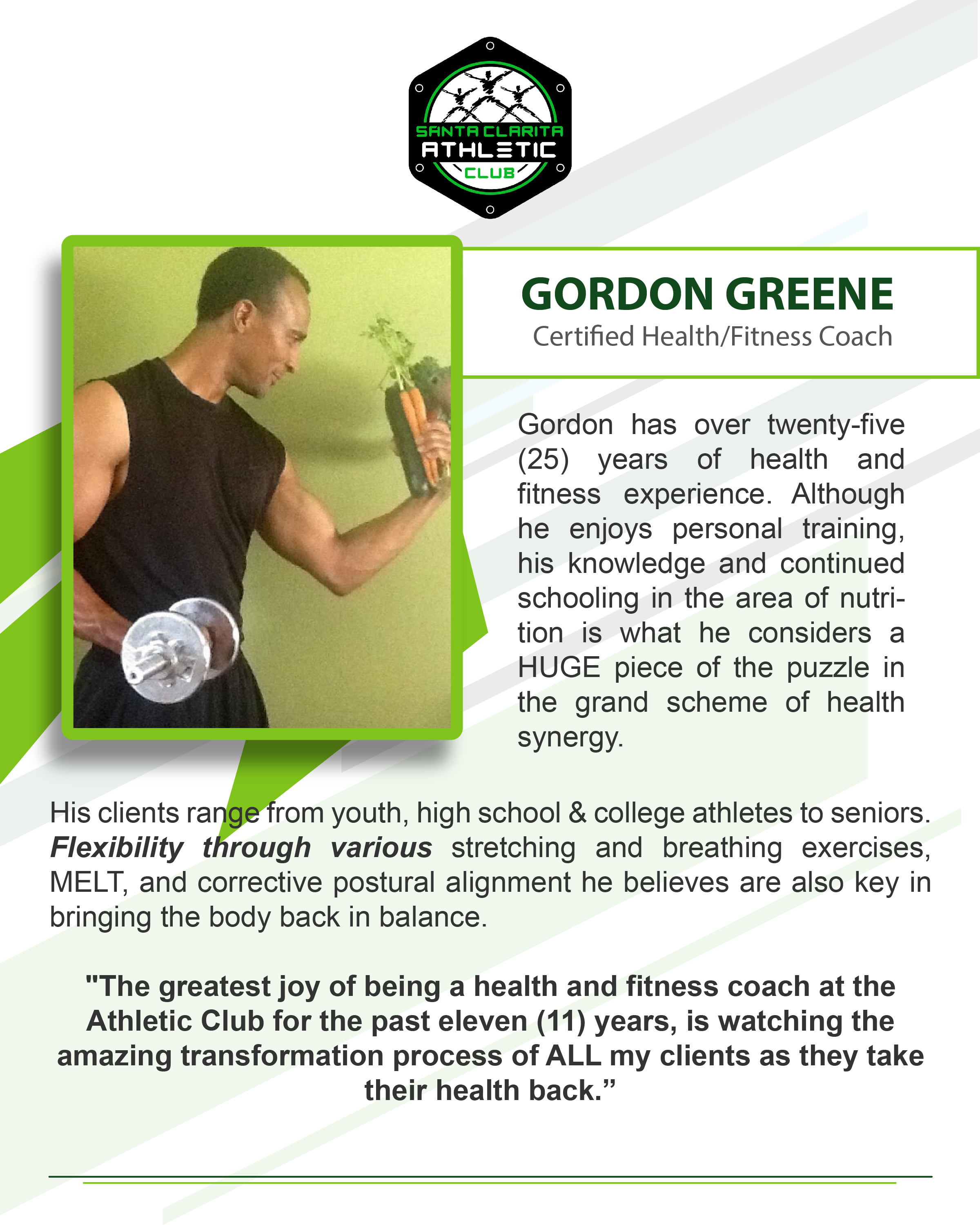 Gordon Greene - Certified Personal Trainer