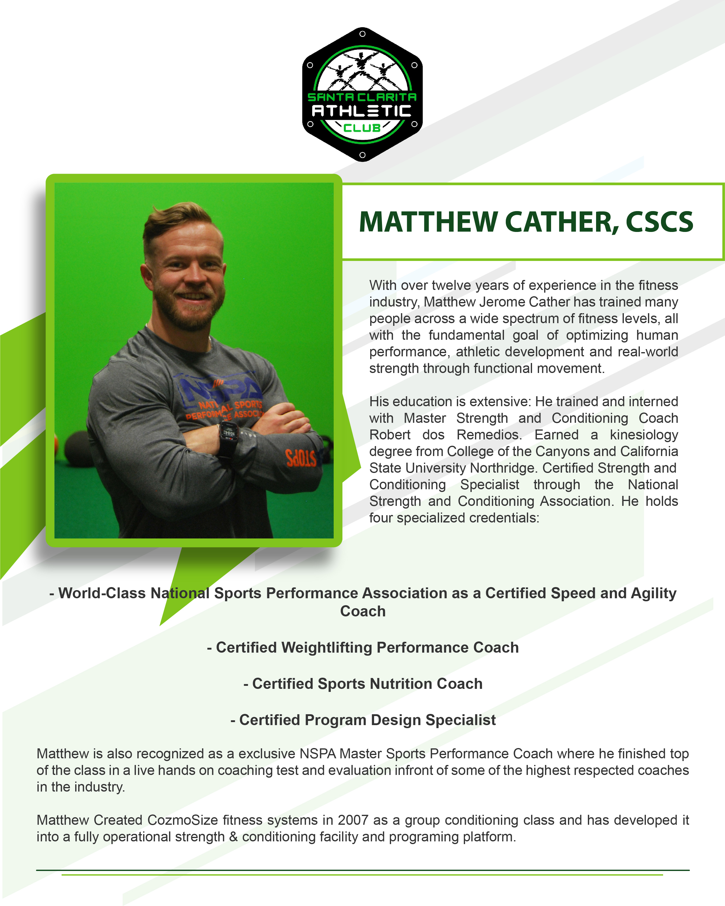 Matthew Cather - CSCS Certified Personal Trainer