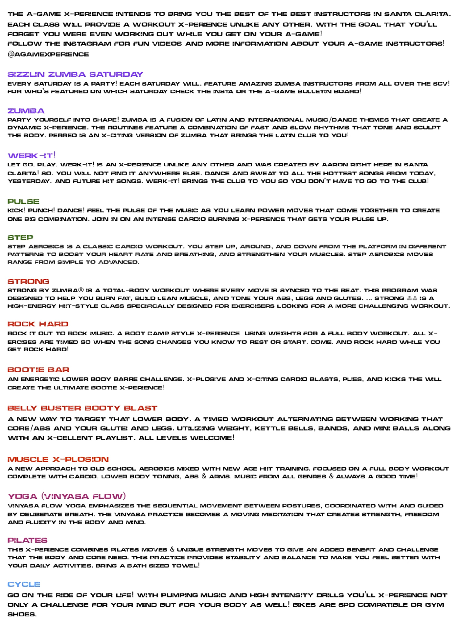 Group Fitness Class Descriptions