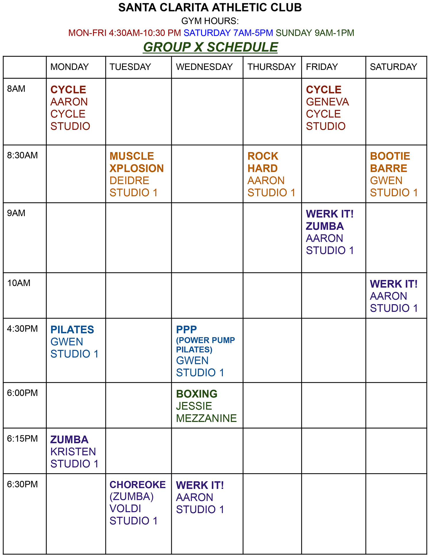 Santa Clarita Athletic Club - Group Fitness Class Schedule - 2025 Santa Clarita Athletic Club - Group Fitness Class Schedule - 2025